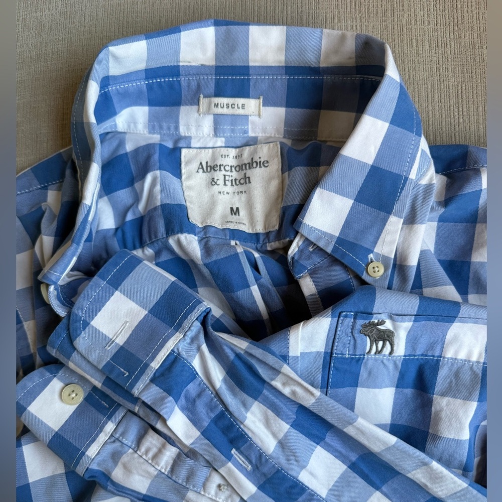 Abercrombie & Fitch Blue and White Plaid Shirt - 2016